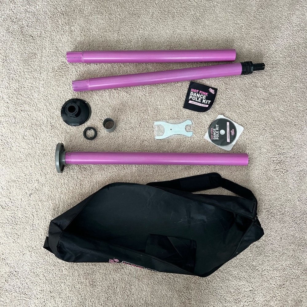 Hot Pink Dance Pole Kit with Assembly DVD